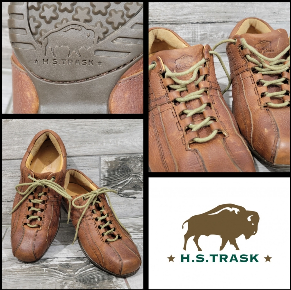 H.S. TRASK Genuine Leather Treaded Lace-Up Walking Shoes